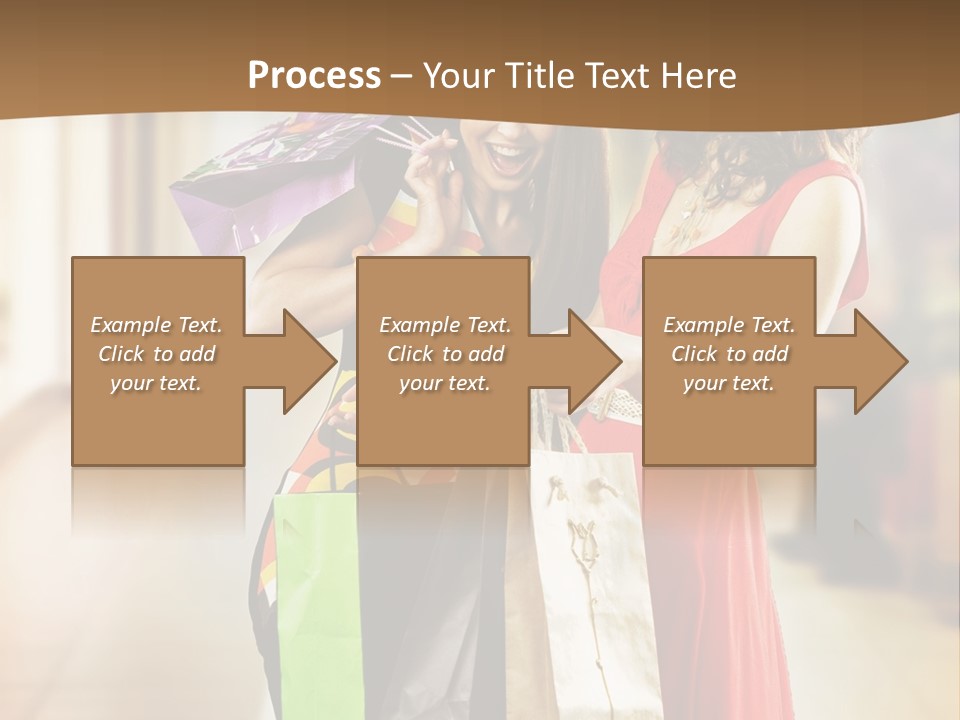 Two Beautiful Young Women In A Shopping Center Checking Bags PowerPoint Template