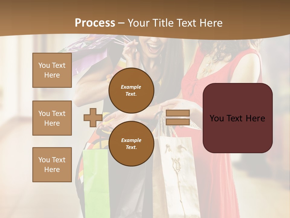 Two Beautiful Young Women In A Shopping Center Checking Bags PowerPoint Template