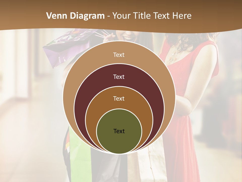 Two Beautiful Young Women In A Shopping Center Checking Bags PowerPoint Template