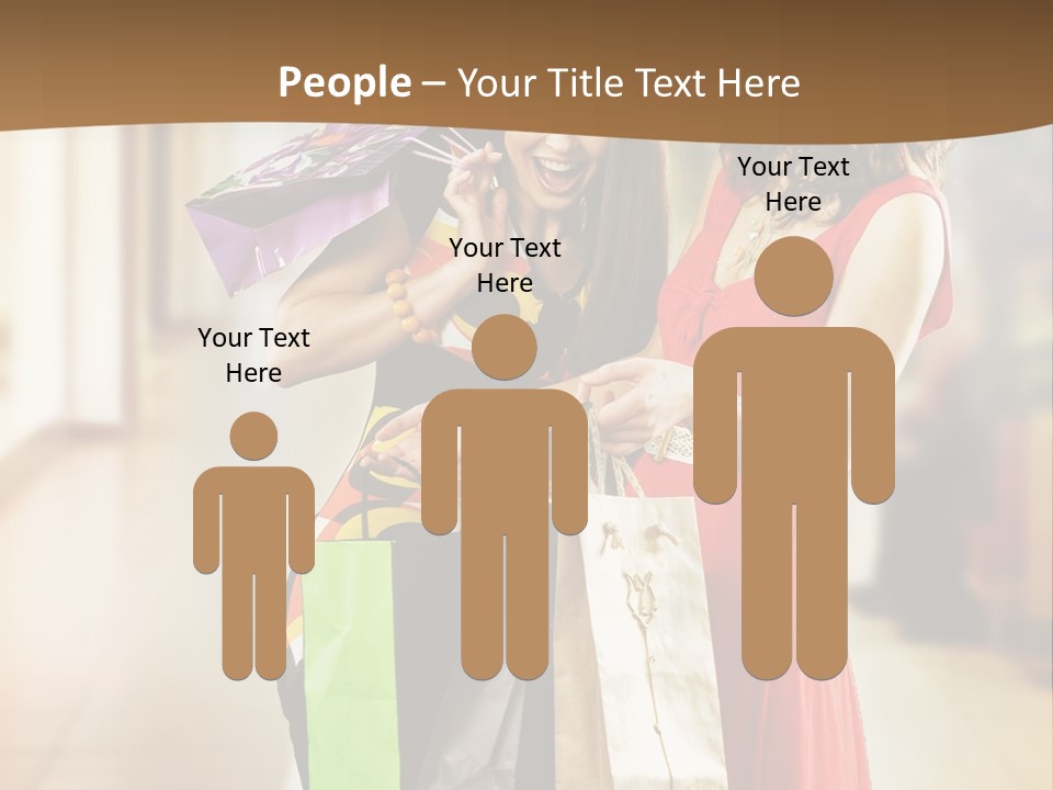 Two Beautiful Young Women In A Shopping Center Checking Bags PowerPoint Template