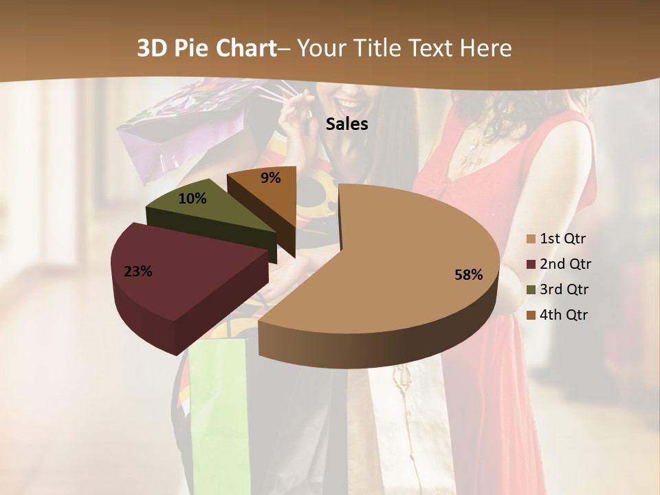 Two Beautiful Young Women In A Shopping Center Checking Bags PowerPoint Template