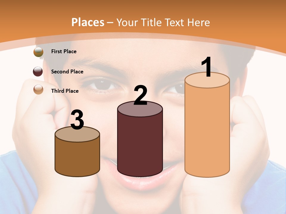 Portrait Of A Boy Smiling Isolated Over White PowerPoint Template