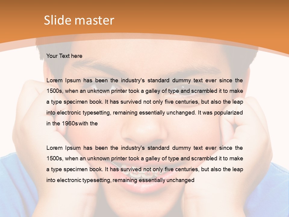 Portrait Of A Boy Smiling Isolated Over White PowerPoint Template