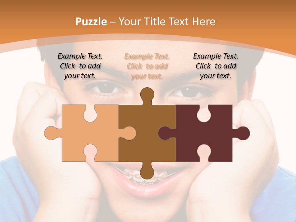 Portrait Of A Boy Smiling Isolated Over White PowerPoint Template