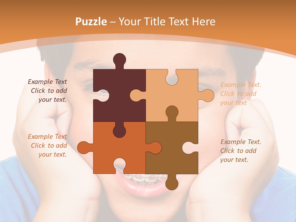 Portrait Of A Boy Smiling Isolated Over White PowerPoint Template