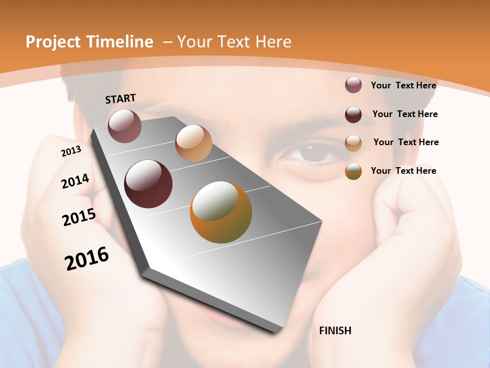 Portrait Of A Boy Smiling Isolated Over White PowerPoint Template