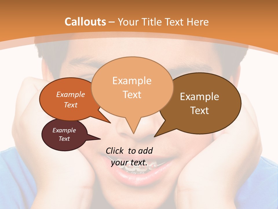 Portrait Of A Boy Smiling Isolated Over White PowerPoint Template