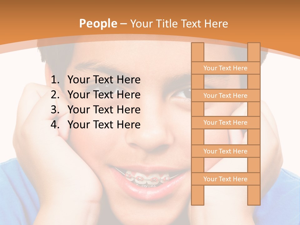 Portrait Of A Boy Smiling Isolated Over White PowerPoint Template