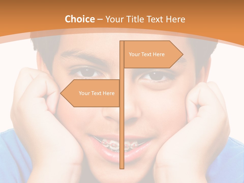 Portrait Of A Boy Smiling Isolated Over White PowerPoint Template