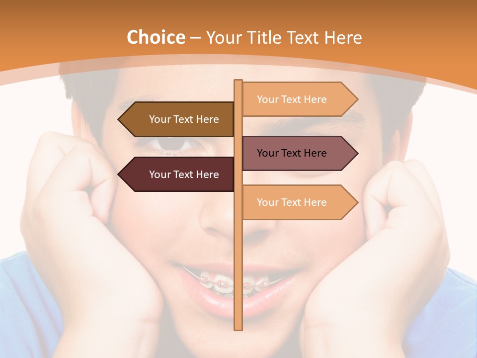 Portrait Of A Boy Smiling Isolated Over White PowerPoint Template