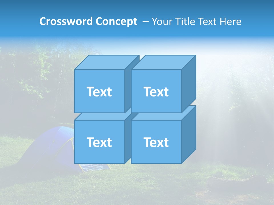 Tourist Tent In The Green Fores, Blue Sky And Sun PowerPoint Template