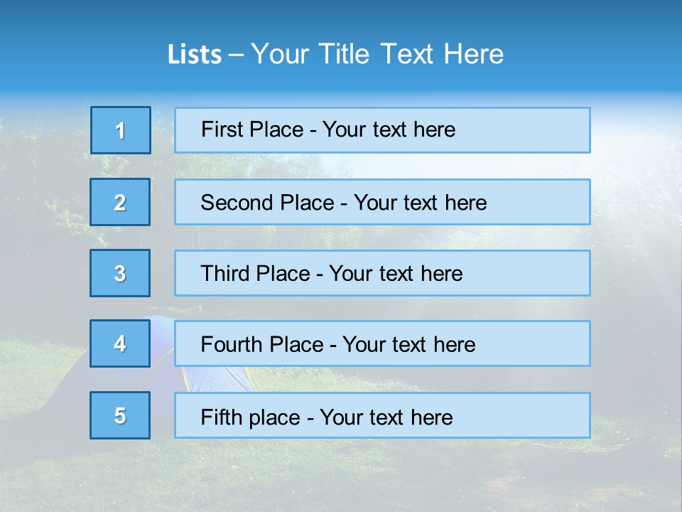 Tourist Tent In The Green Fores, Blue Sky And Sun PowerPoint Template