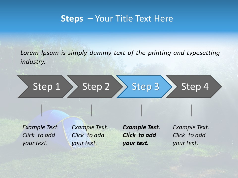 Tourist Tent In The Green Fores, Blue Sky And Sun PowerPoint Template