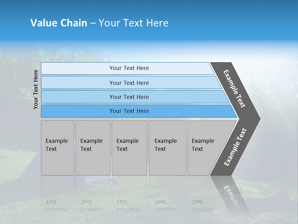Tourist Tent In The Green Fores, Blue Sky And Sun PowerPoint Template