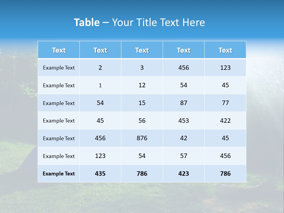 Tourist Tent In The Green Fores, Blue Sky And Sun PowerPoint Template