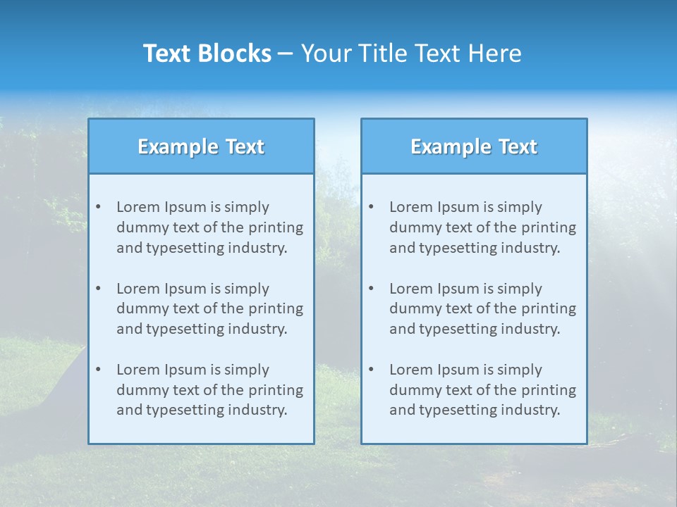 Tourist Tent In The Green Fores, Blue Sky And Sun PowerPoint Template