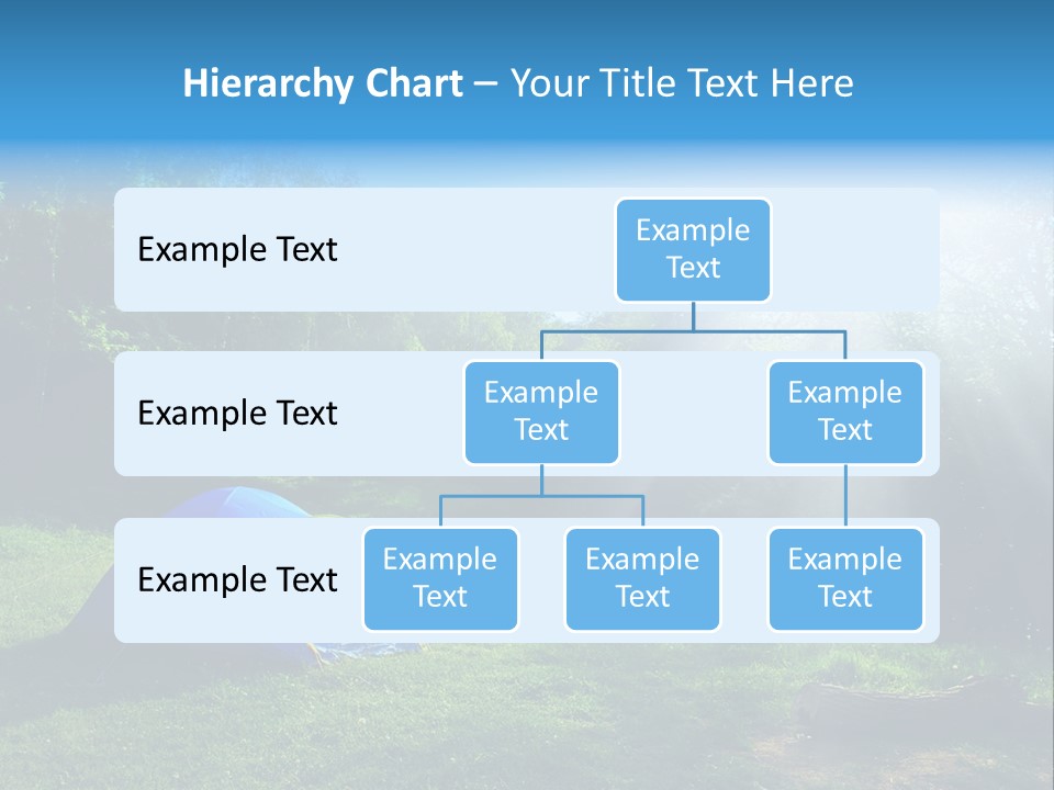 Tourist Tent In The Green Fores, Blue Sky And Sun PowerPoint Template