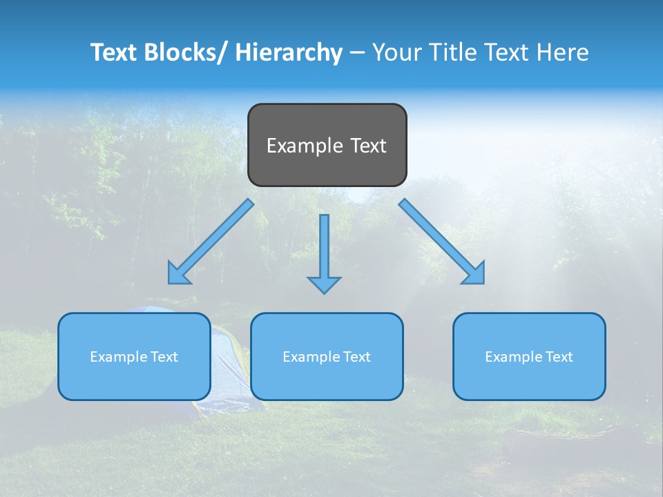 Tourist Tent In The Green Fores, Blue Sky And Sun PowerPoint Template