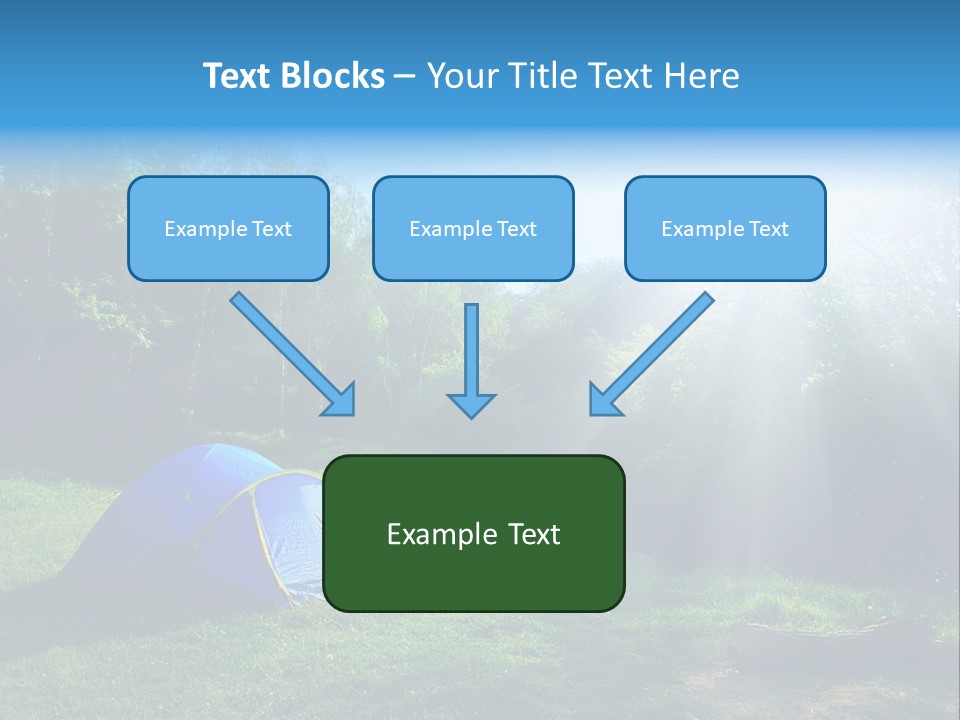 Tourist Tent In The Green Fores, Blue Sky And Sun PowerPoint Template