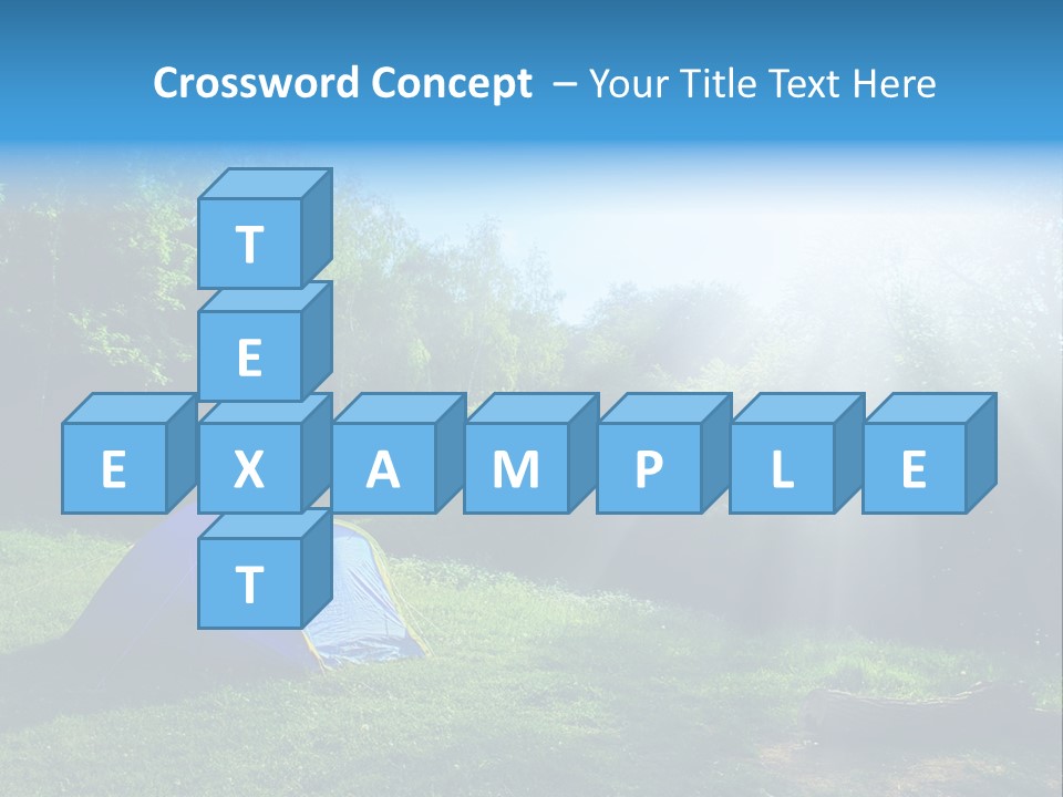 Tourist Tent In The Green Fores, Blue Sky And Sun PowerPoint Template