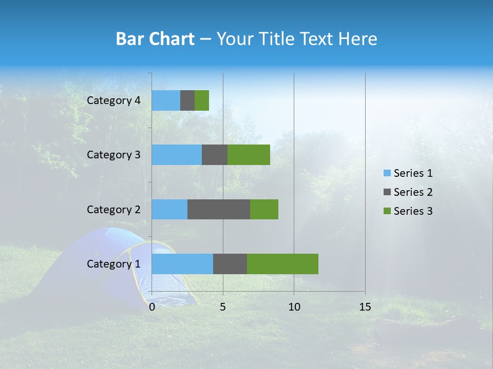 Tourist Tent In The Green Fores, Blue Sky And Sun PowerPoint Template
