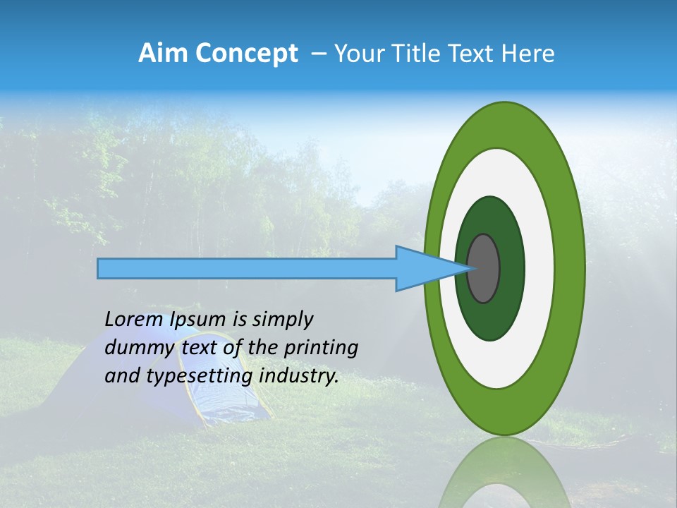 Tourist Tent In The Green Fores, Blue Sky And Sun PowerPoint Template