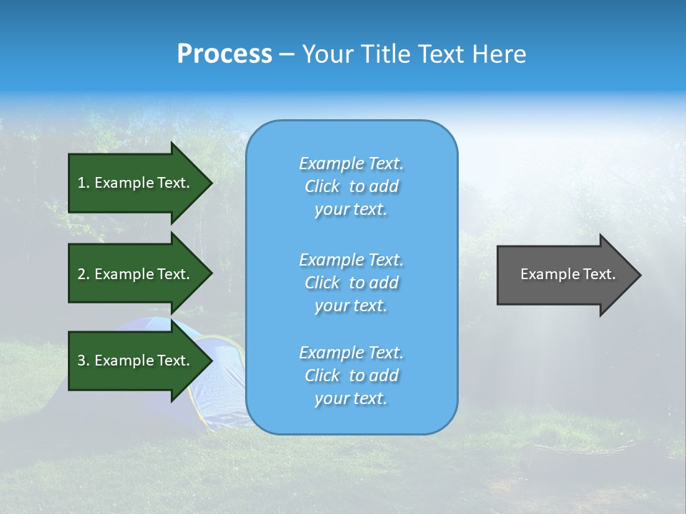 Tourist Tent In The Green Fores, Blue Sky And Sun PowerPoint Template