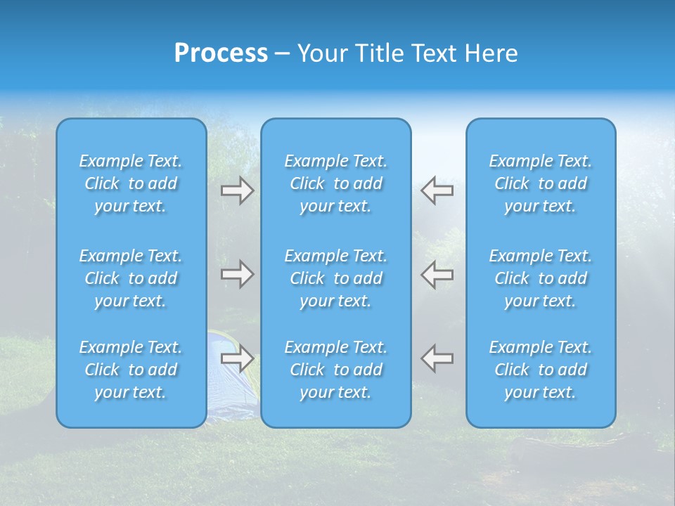 Tourist Tent In The Green Fores, Blue Sky And Sun PowerPoint Template