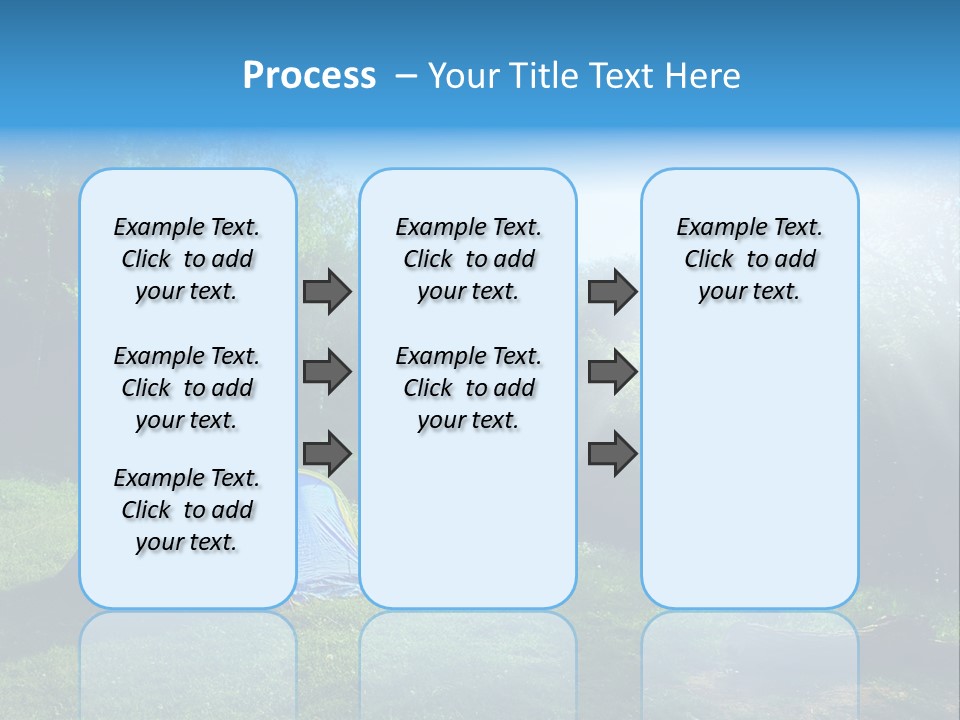 Tourist Tent In The Green Fores, Blue Sky And Sun PowerPoint Template