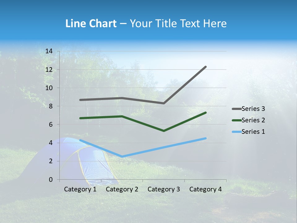 Tourist Tent In The Green Fores, Blue Sky And Sun PowerPoint Template