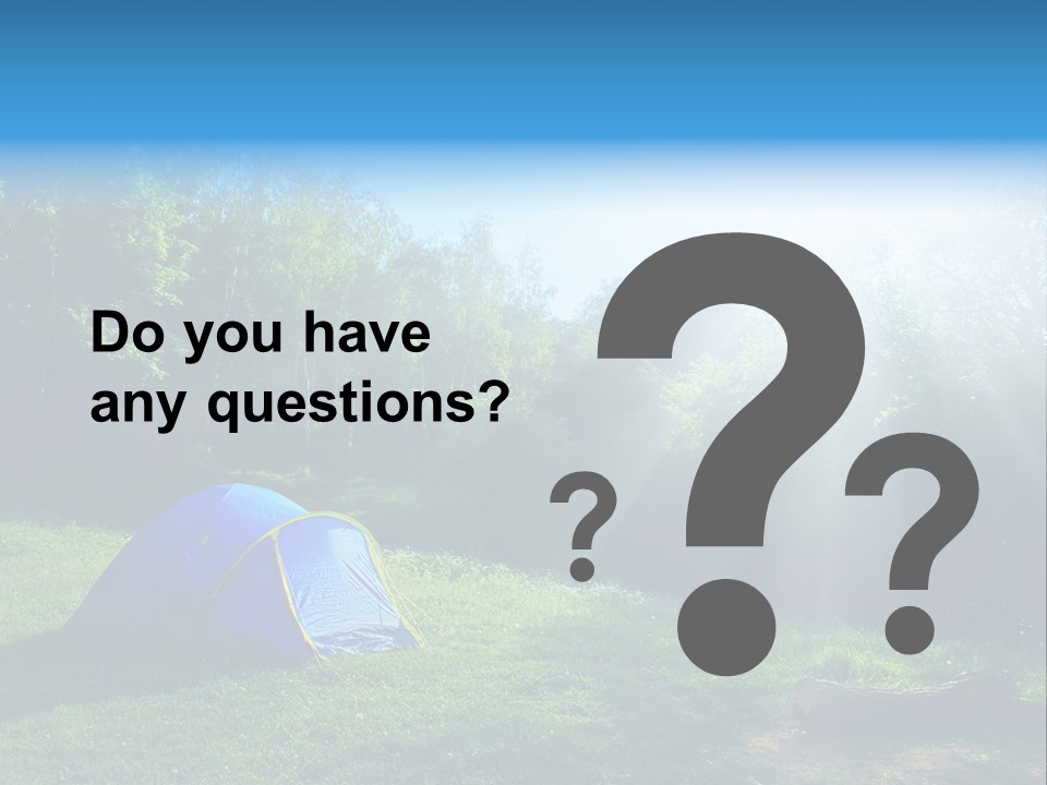 Tourist Tent In The Green Fores, Blue Sky And Sun PowerPoint Template