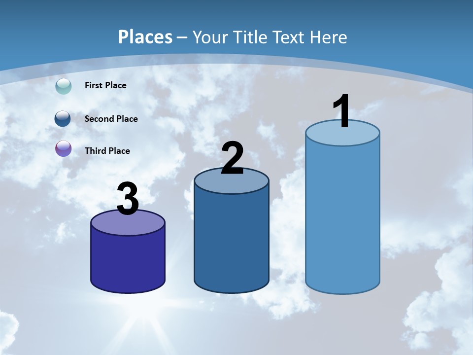 Beautiful Sky With Bright Sun And Fluffy Clouds PowerPoint Template