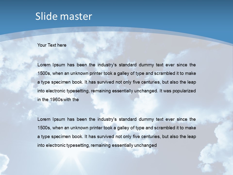 Beautiful Sky With Bright Sun And Fluffy Clouds PowerPoint Template