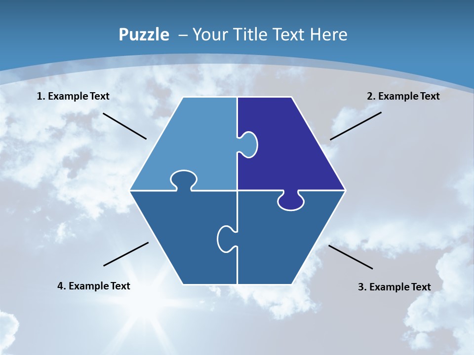 Beautiful Sky With Bright Sun And Fluffy Clouds PowerPoint Template