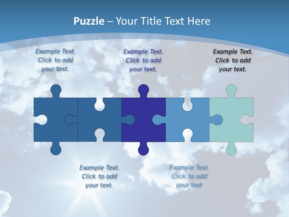 Beautiful Sky With Bright Sun And Fluffy Clouds PowerPoint Template