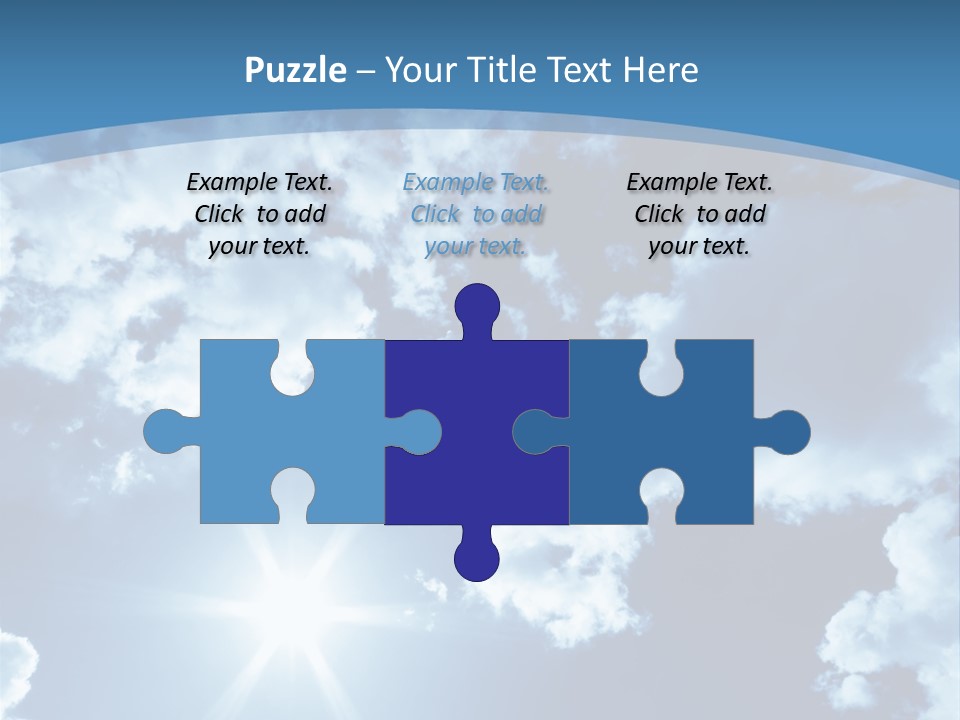 Beautiful Sky With Bright Sun And Fluffy Clouds PowerPoint Template