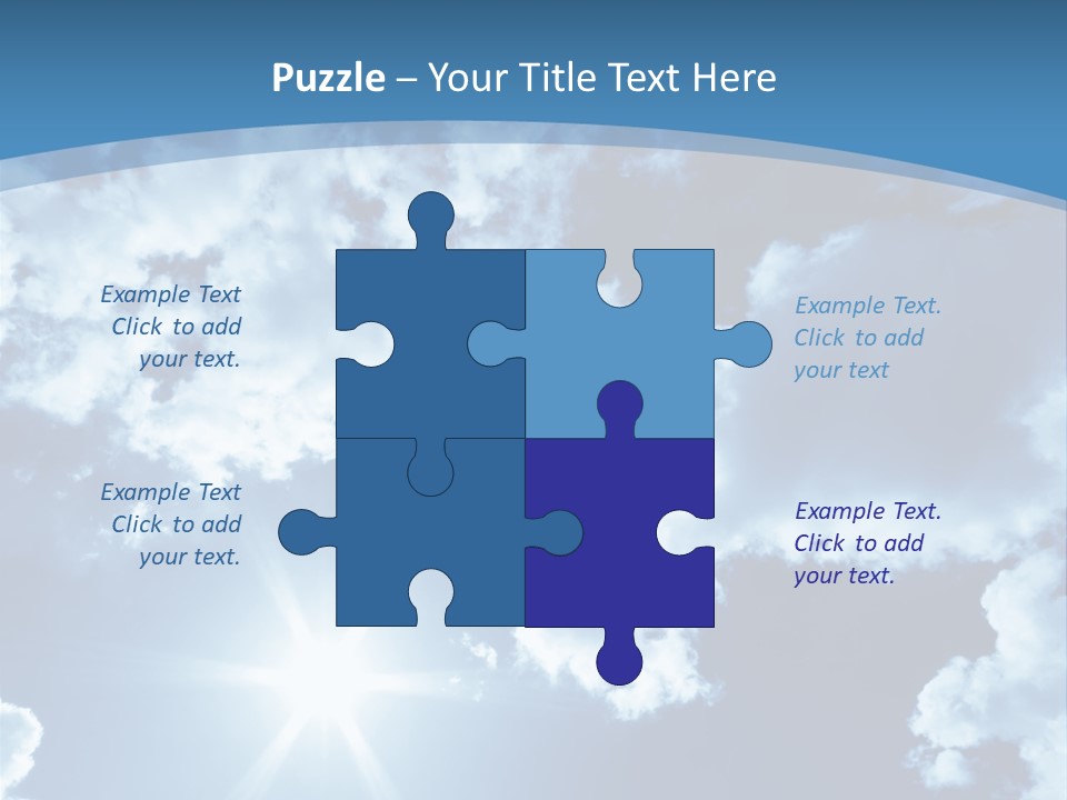 Beautiful Sky With Bright Sun And Fluffy Clouds PowerPoint Template