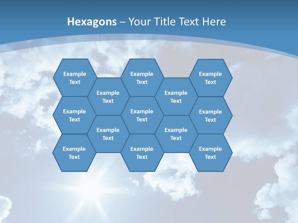 Beautiful Sky With Bright Sun And Fluffy Clouds PowerPoint Template