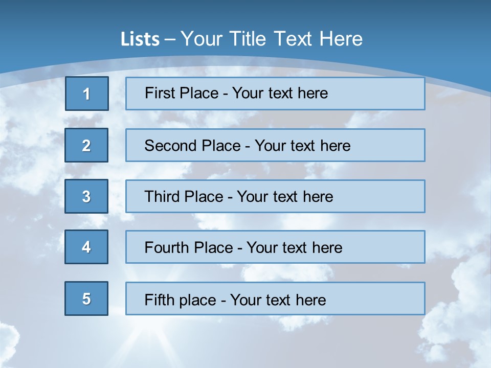 Beautiful Sky With Bright Sun And Fluffy Clouds PowerPoint Template