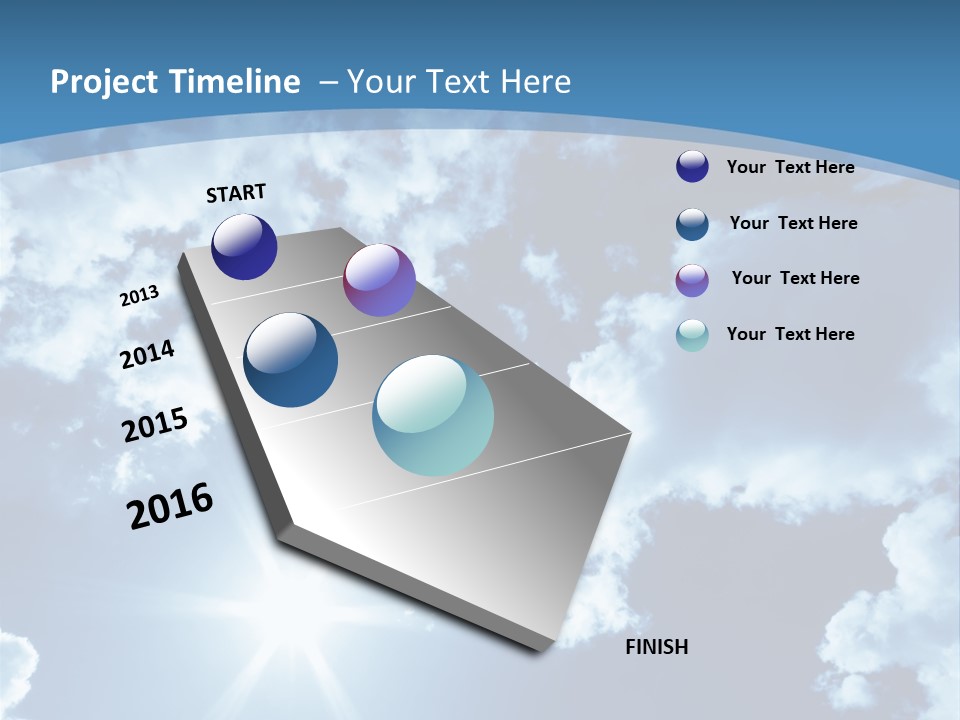 Beautiful Sky With Bright Sun And Fluffy Clouds PowerPoint Template