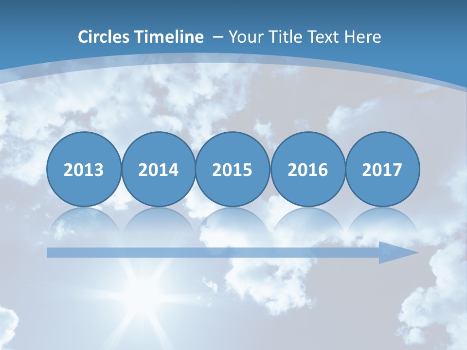 Beautiful Sky With Bright Sun And Fluffy Clouds PowerPoint Template