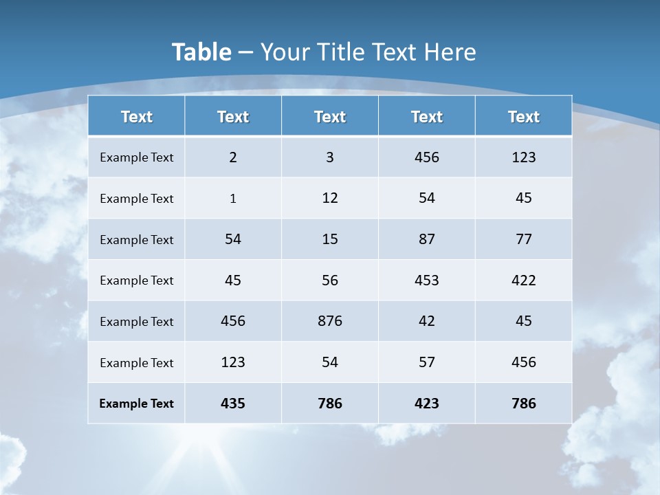 Beautiful Sky With Bright Sun And Fluffy Clouds PowerPoint Template