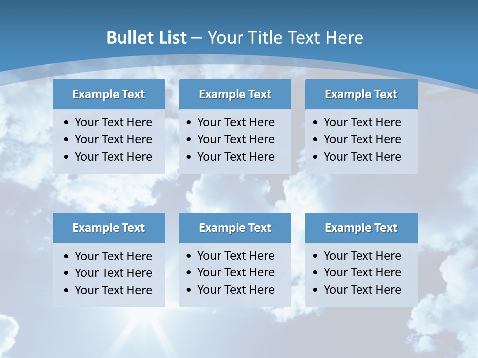 Beautiful Sky With Bright Sun And Fluffy Clouds PowerPoint Template