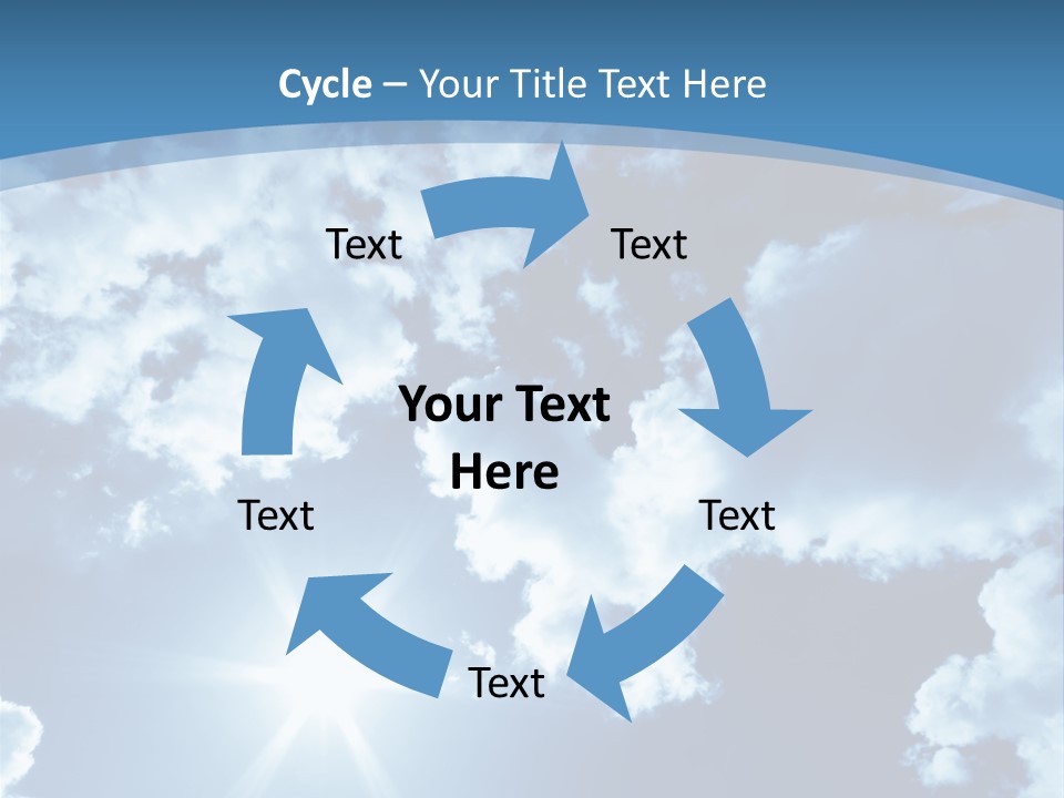 Beautiful Sky With Bright Sun And Fluffy Clouds PowerPoint Template