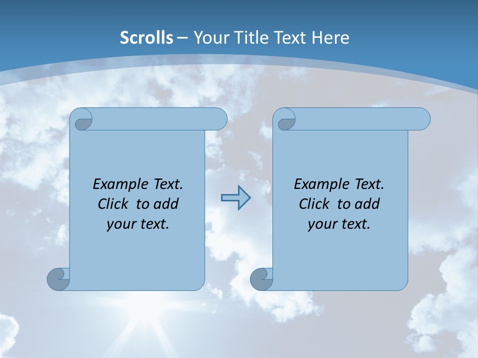 Beautiful Sky With Bright Sun And Fluffy Clouds PowerPoint Template