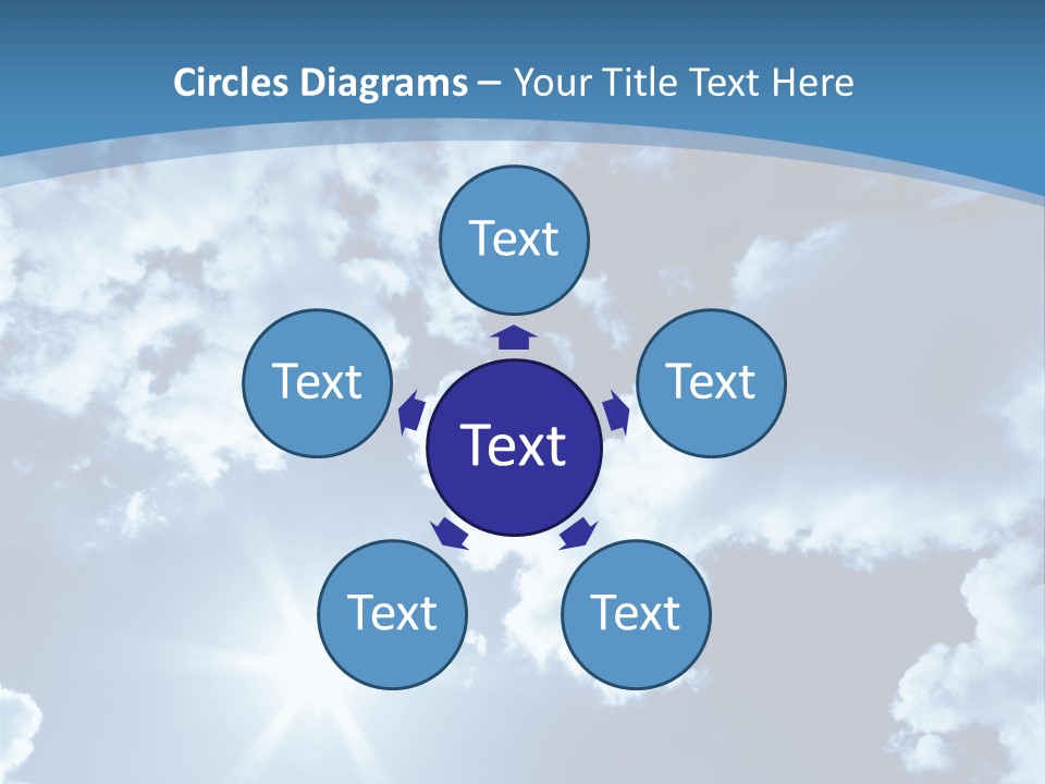 Beautiful Sky With Bright Sun And Fluffy Clouds PowerPoint Template