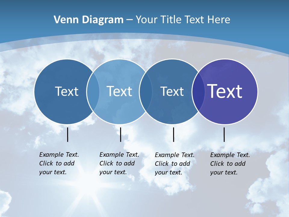 Beautiful Sky With Bright Sun And Fluffy Clouds PowerPoint Template