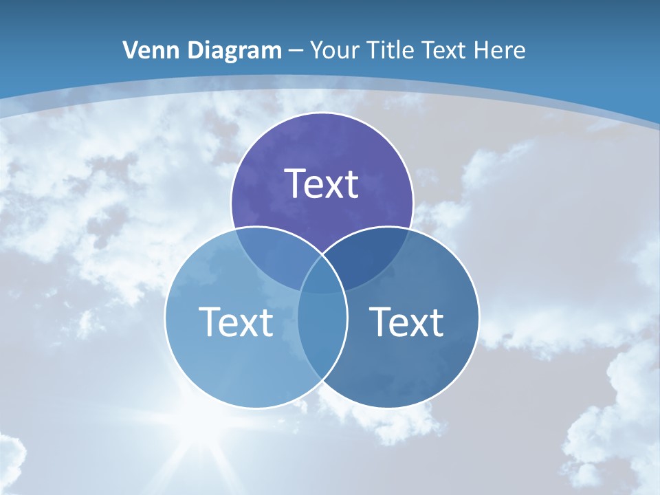 Beautiful Sky With Bright Sun And Fluffy Clouds PowerPoint Template