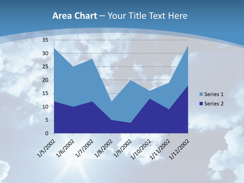 Beautiful Sky With Bright Sun And Fluffy Clouds PowerPoint Template
