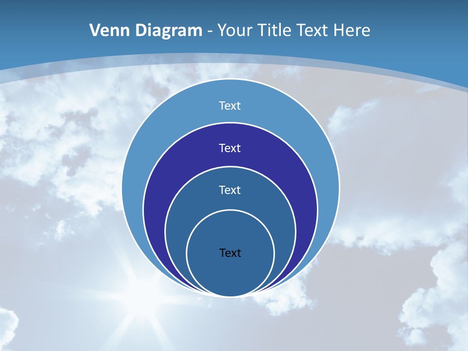 Beautiful Sky With Bright Sun And Fluffy Clouds PowerPoint Template